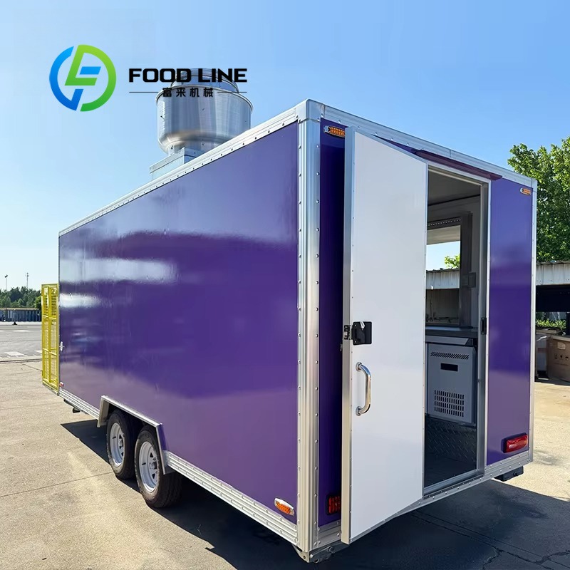 Mobile Coffee Van Equipment - รถพ่วงขายอาหารเคลื่อนที่แบบกำหนดเอง รถขายอาหารริมทางทรงสี่เหลี่ยม พร้อมอุปกรณ์ครัวครบครัน ราคาโรงงานสำหรับขายกาแฟและบาร์บีคิว
