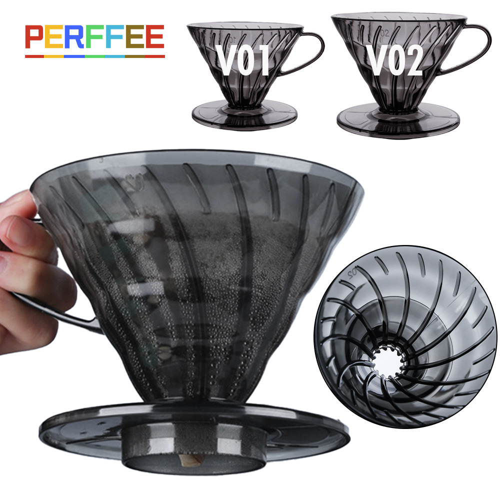 Coffee Equipment V60 - กรวยกรองกาแฟพลาสติกรูปตัววี แบบดริป สำหรับชงกาแฟ รุ่น V01 02