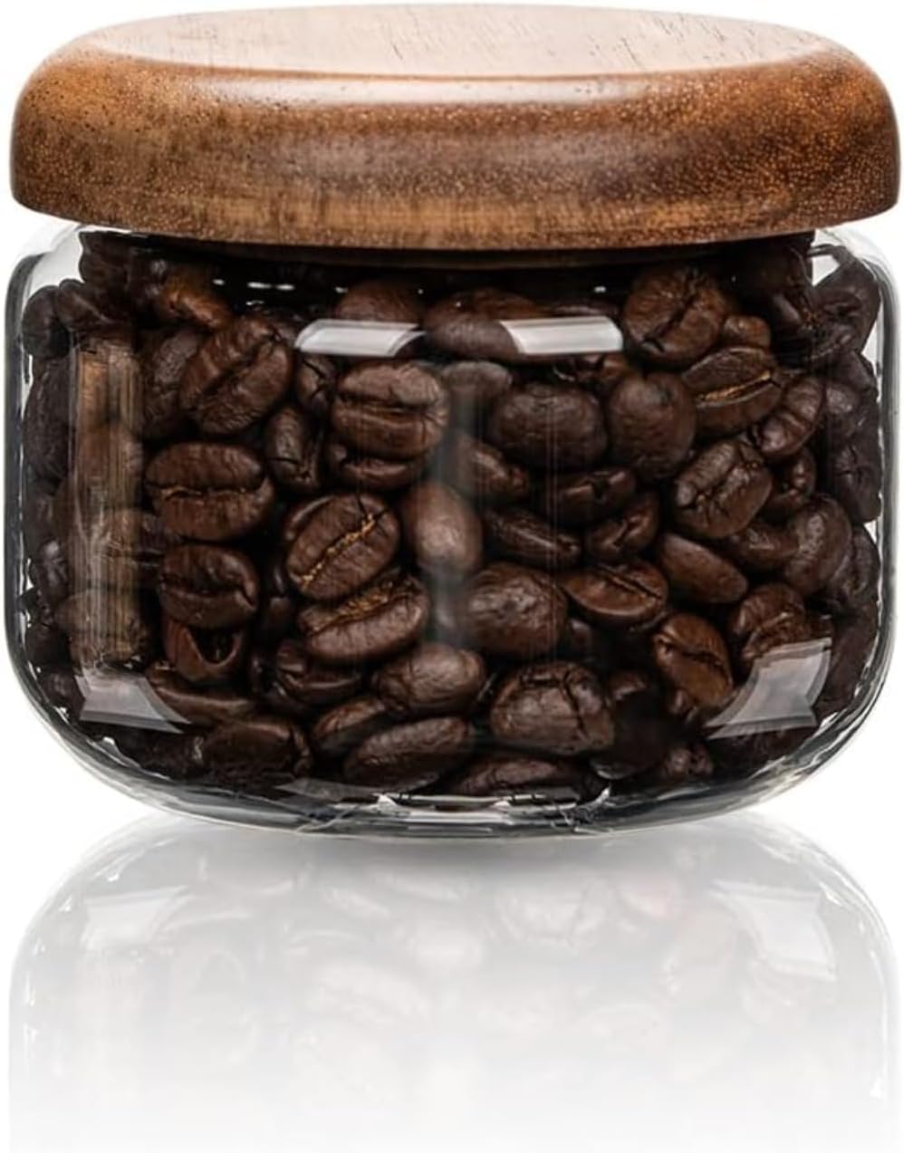 Coffee X - ภาชนะบรรจุอาหารแก้วพร้อมไม้ - ขวดกาแฟขนาดเล็ก - องค์กรตู้กับข้าวโอ๊ตข้ามคืน, ธัญพืช,